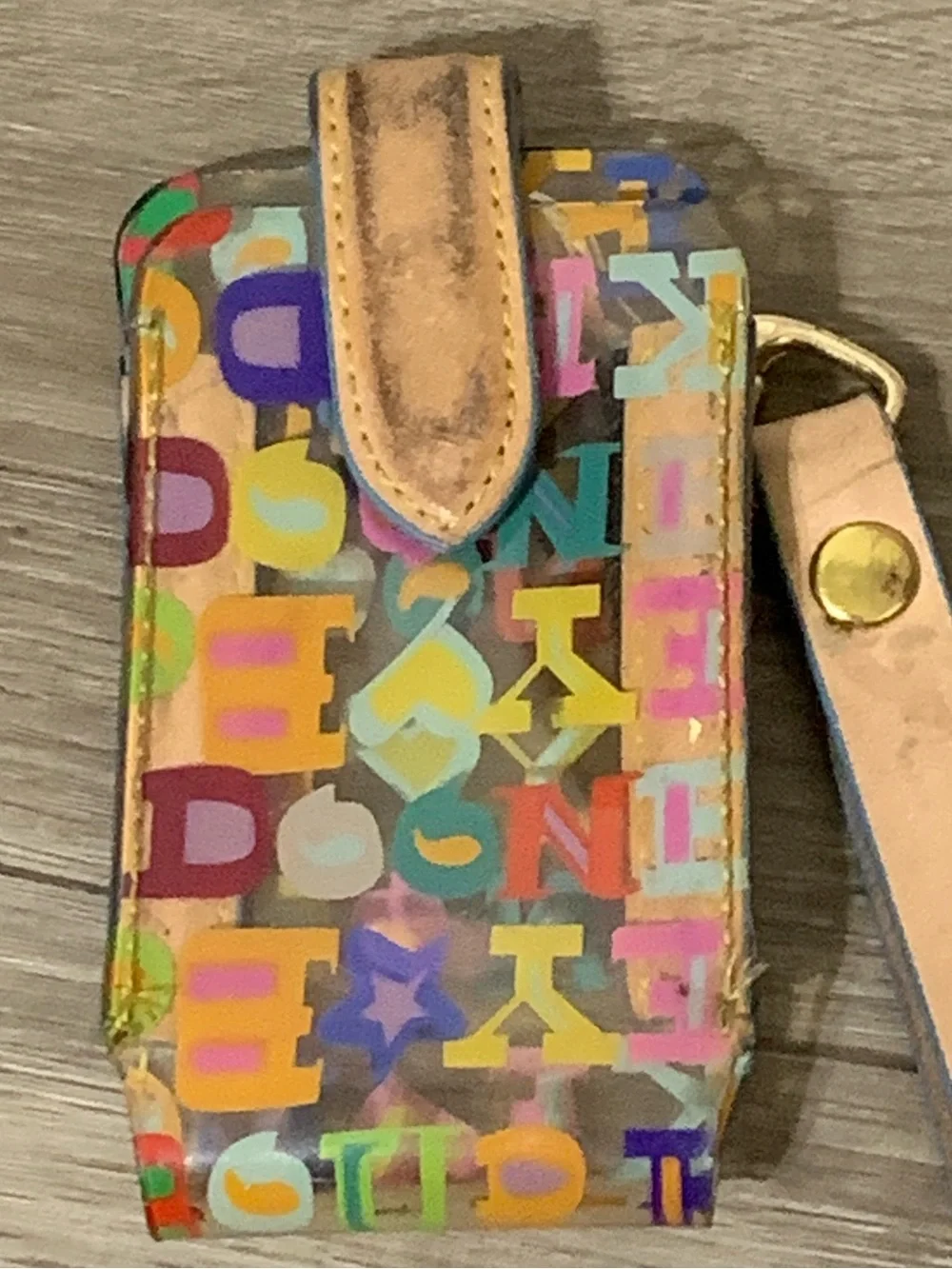 Y2K Dooney & Bourke Multicolor Alphabet Wristlet Vintage Flip Phone Case